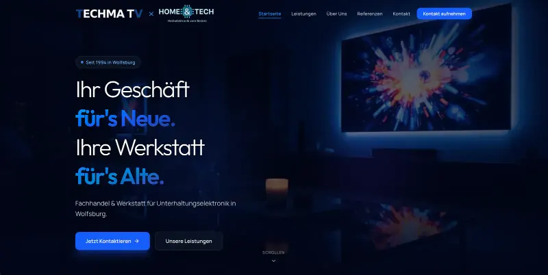 Die von Tailorcode entwickelte Website von Techma TV