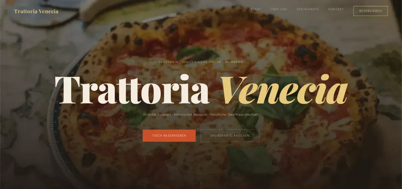 Website von Trattoria Venecia